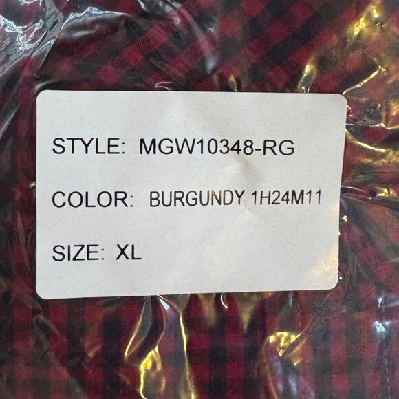 Hawker Rye Men's Checkered Button-Down Shirt Burgundy 100% Cotton NWT XL - Picture 8 of 8